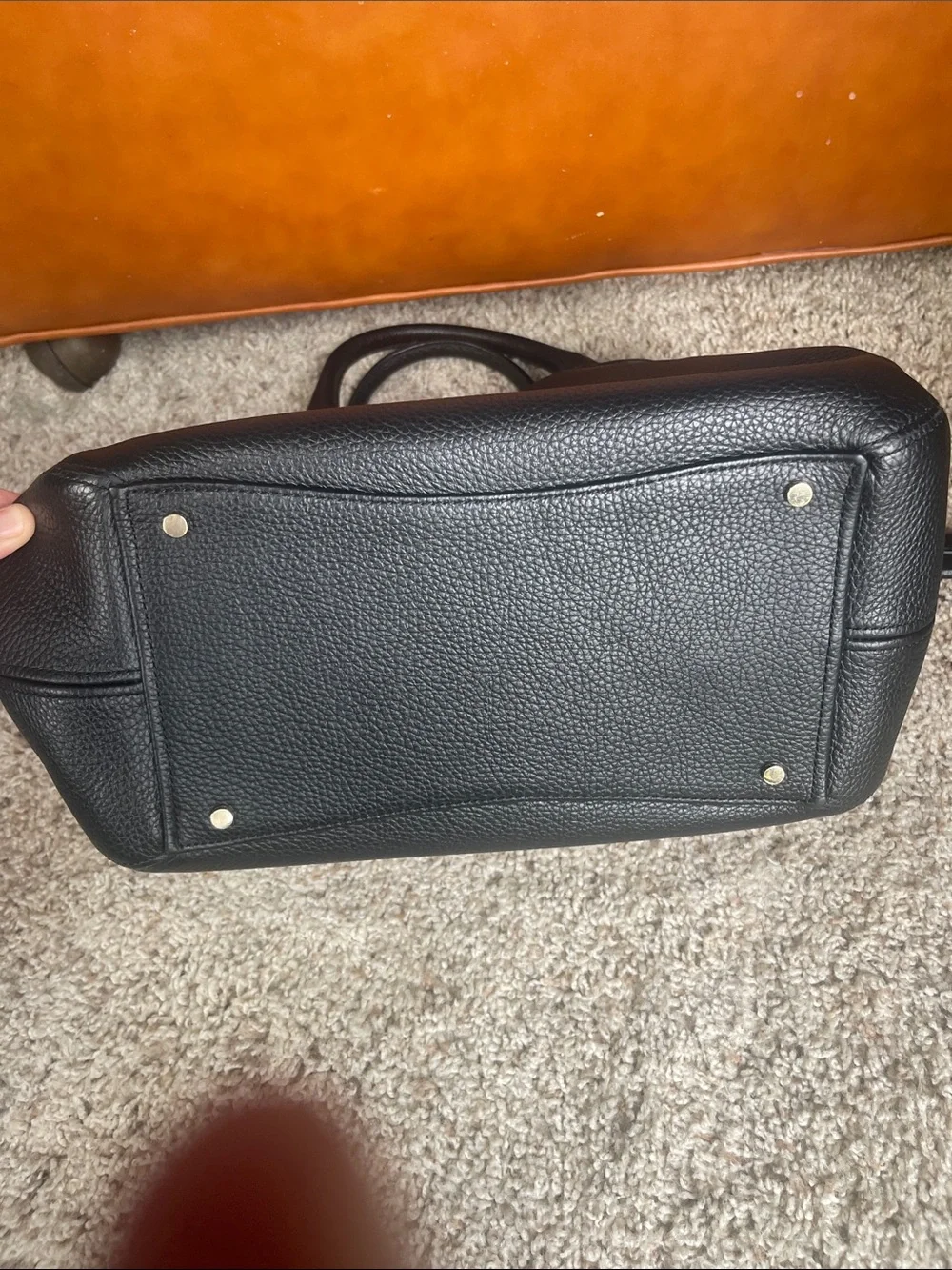 kate spade Black Pebbled Leather Shoulder Bag with Gold Logo